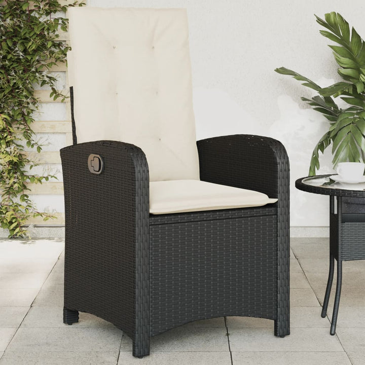 havestol med hynder justerbart ryglæn polyrattan sort