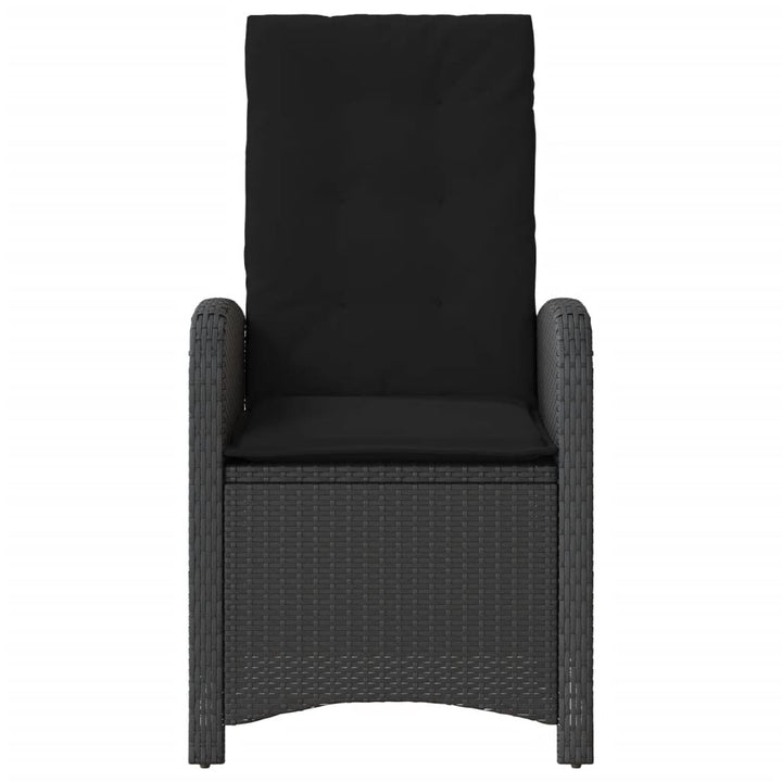 havestol med hynder justerbart ryglæn polyrattan sort