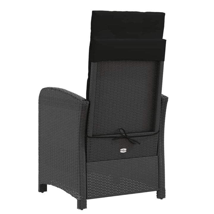 havestol med hynder justerbart ryglæn polyrattan sort