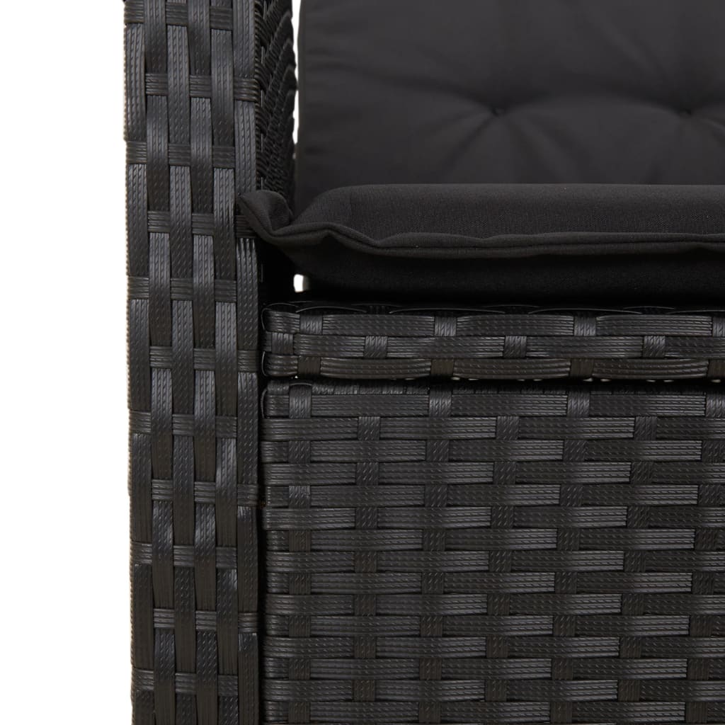 havestol med hynder justerbart ryglæn polyrattan sort