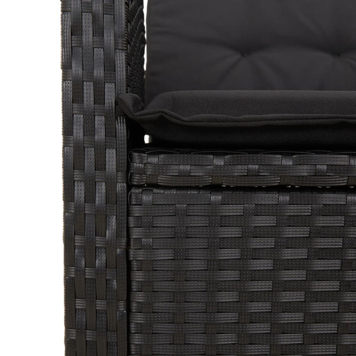 havestol med hynder justerbart ryglæn polyrattan sort