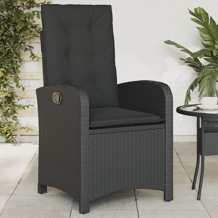 havestol med hynder justerbart ryglæn polyrattan sort