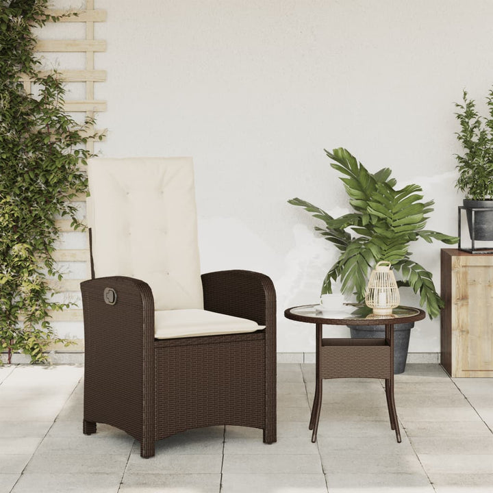 havestol med lænefunktion og hynder polyrattan brun