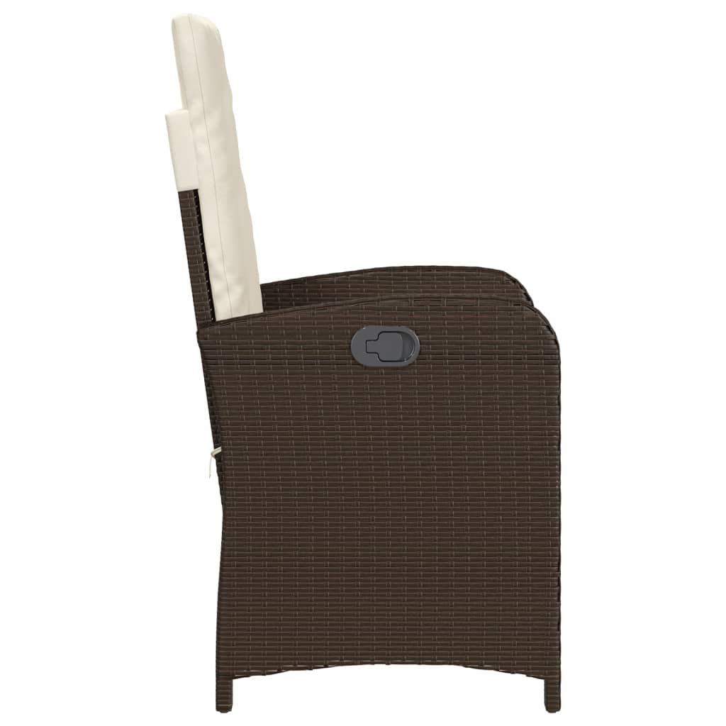 havestol med lænefunktion og hynder polyrattan brun
