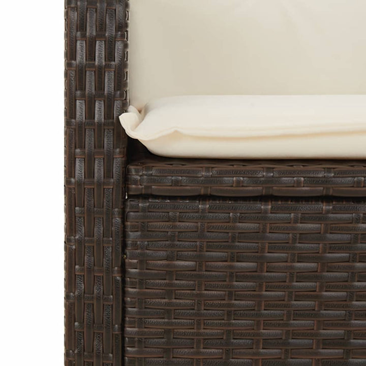 havestol med lænefunktion og hynder polyrattan brun