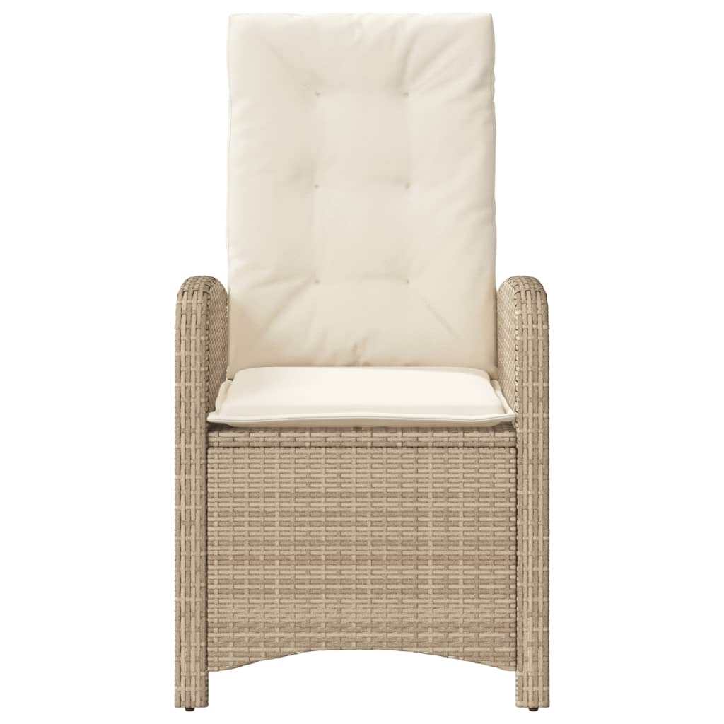 havestol med lænefunktion og hynder polyrattan beige