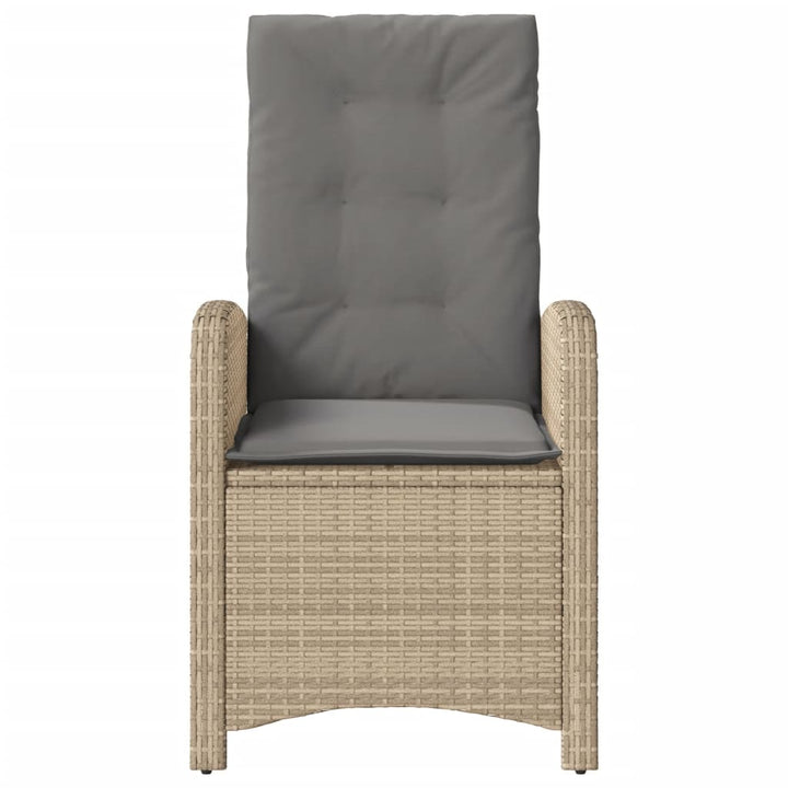havestol med lænefunktion og hynder polyrattan blandet beige
