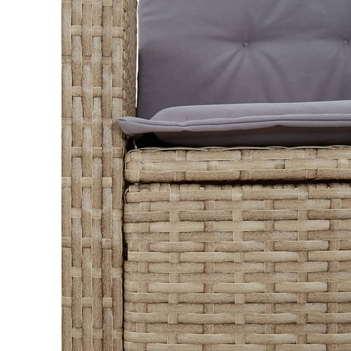 havestol med lænefunktion og hynder polyrattan blandet beige