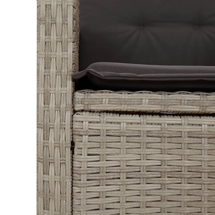 havestol med lænefunktion og hynder polyrattan lysegrå