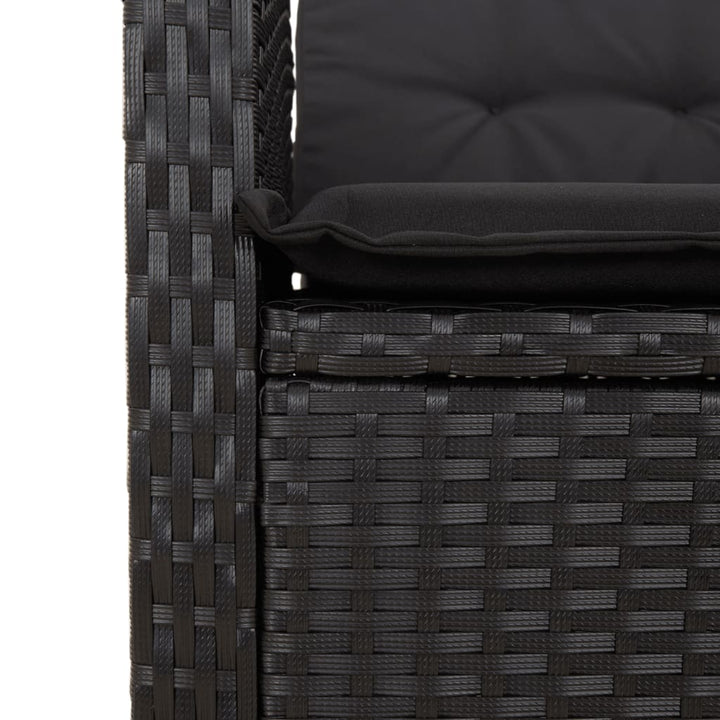 havestole med hynder 2 stk. justerbart ryglæn polyrattan sort
