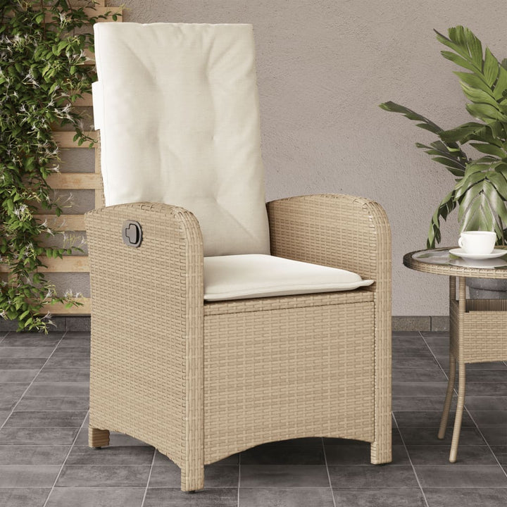 havestole 2 stk. med lænefunktion og hynder polyrattan beige