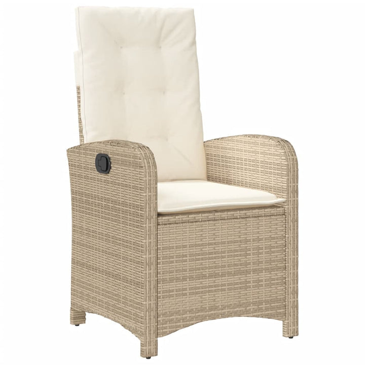havestole 2 stk. med lænefunktion og hynder polyrattan beige