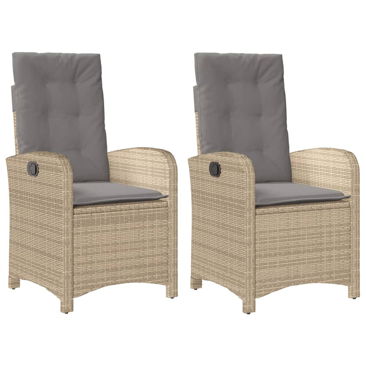 havestole 2 stk. lænefunktion + hynder polyrattan blandet beige