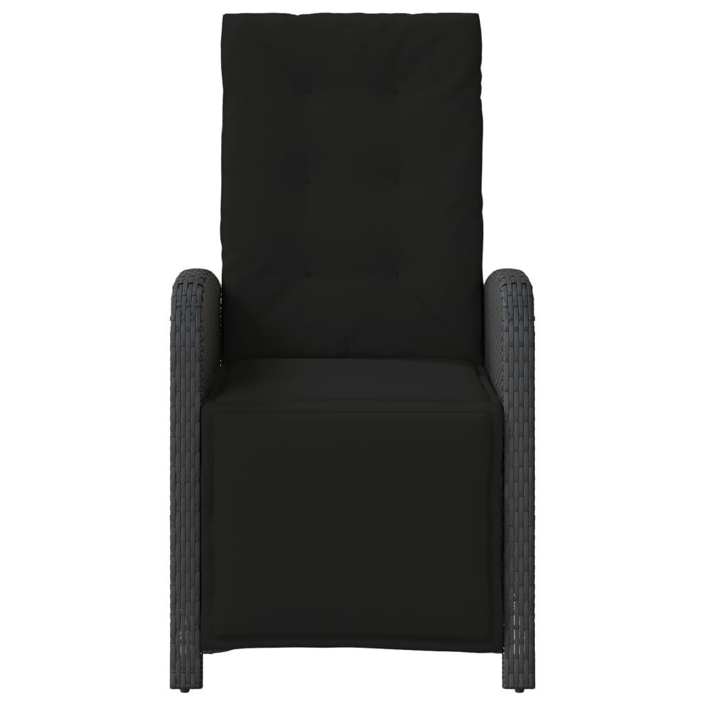 havestol med justerbart ryglæn og fodstøtte polyrattan sort