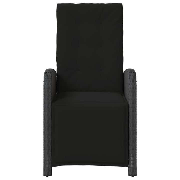 havestol med justerbart ryglæn og fodstøtte polyrattan sort