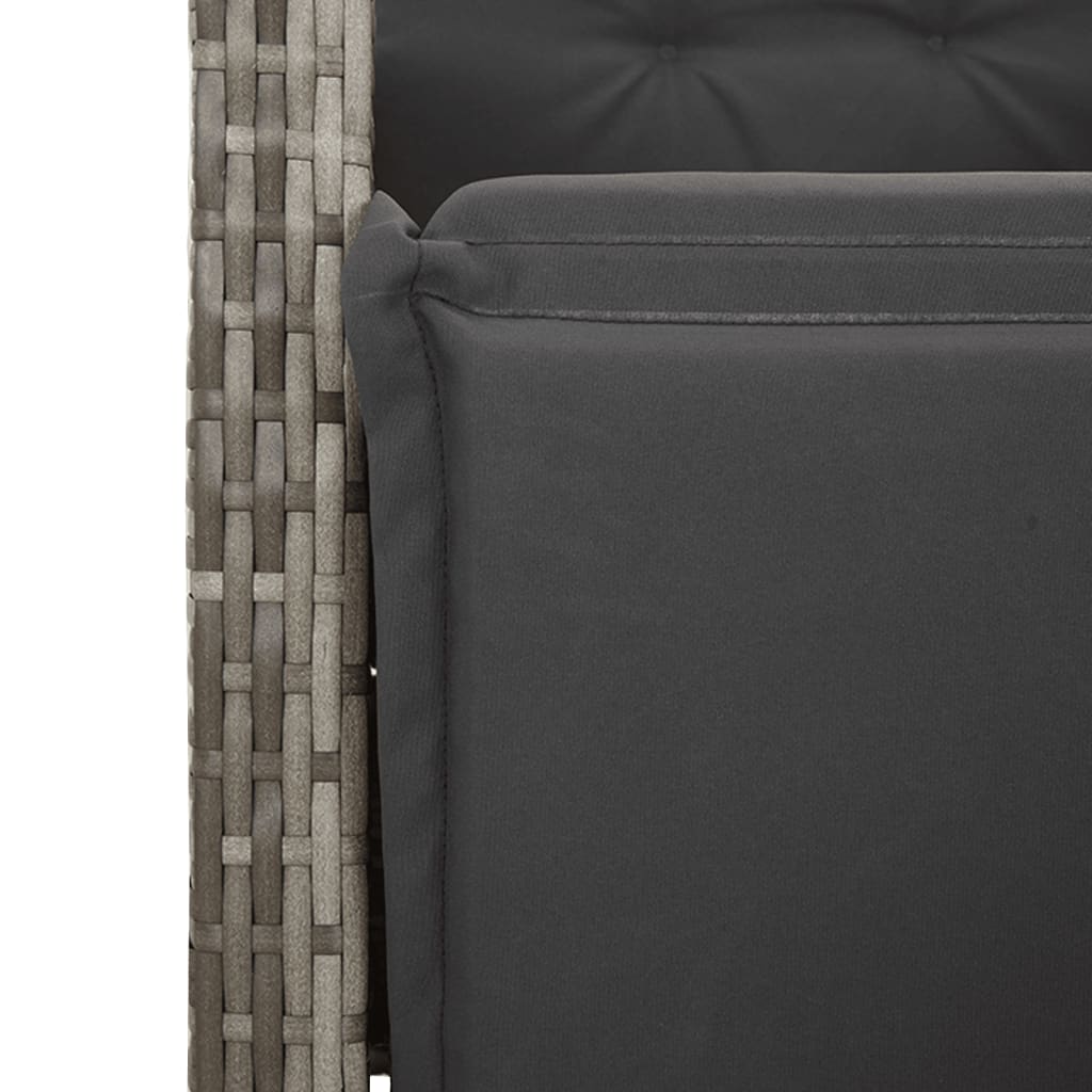 havestol med justerbart ryglæn og fodstøtte polyrattan grå