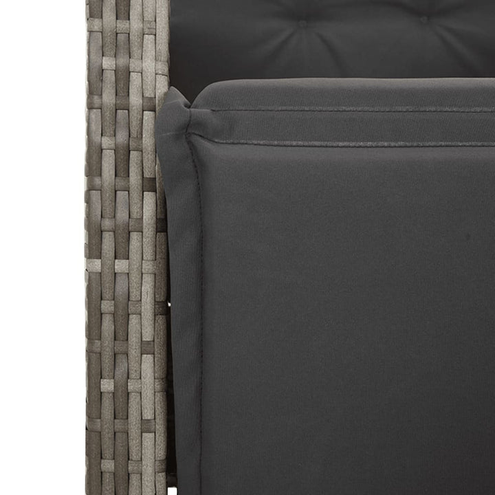 havestol med justerbart ryglæn og fodstøtte polyrattan grå