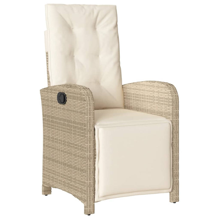 havestol med lænefunktion og fodstøtte polyrattan beige