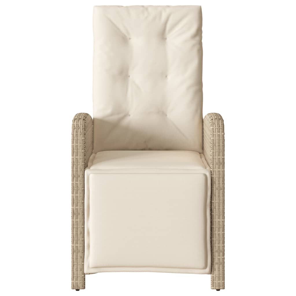 havestol med lænefunktion og fodstøtte polyrattan beige