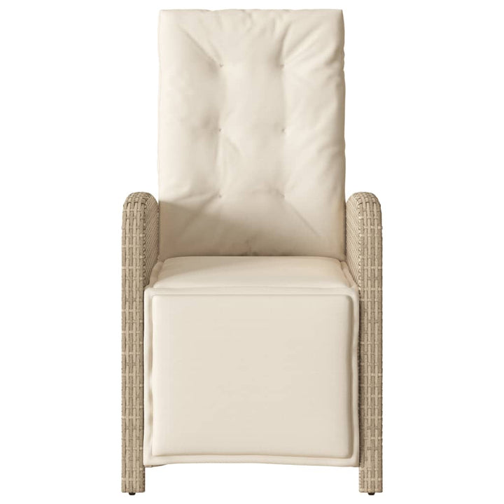 havestol med lænefunktion og fodstøtte polyrattan beige