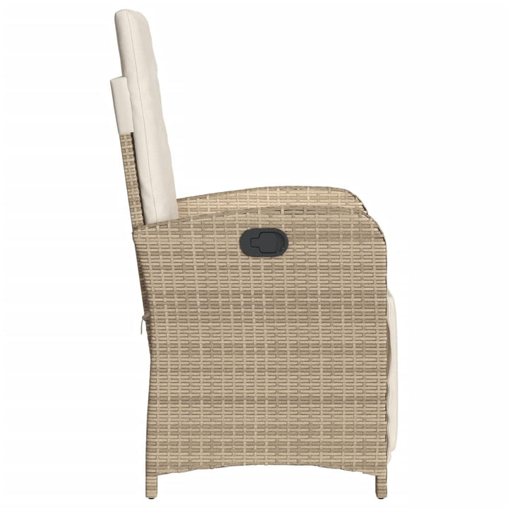 havestol med lænefunktion og fodstøtte polyrattan beige