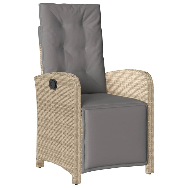 havestol med lænefunktion og fodstøtte polyrattan blandet beige