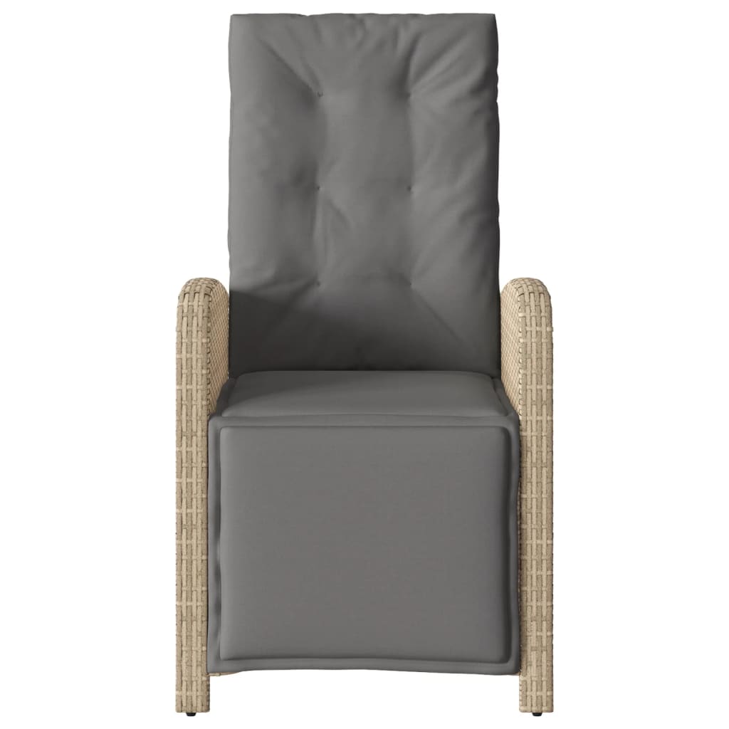 havestol med lænefunktion og fodstøtte polyrattan blandet beige