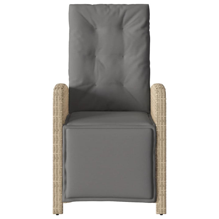 havestol med lænefunktion og fodstøtte polyrattan blandet beige