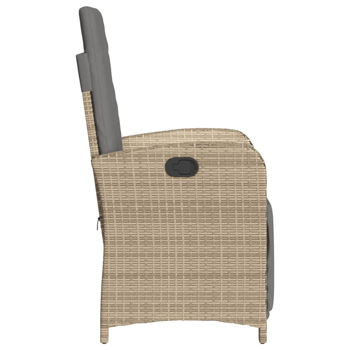havestol med lænefunktion og fodstøtte polyrattan blandet beige