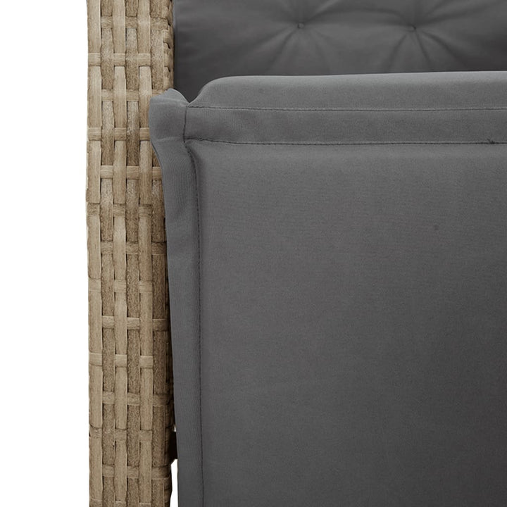 havestol med lænefunktion og fodstøtte polyrattan blandet beige