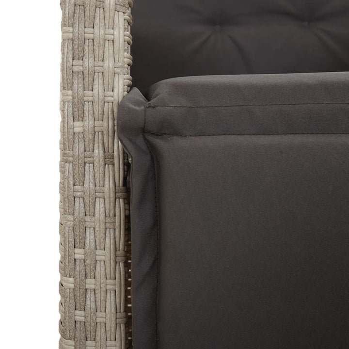 havestol med lænefunktion og fodstøtte polyrattan lysegrå