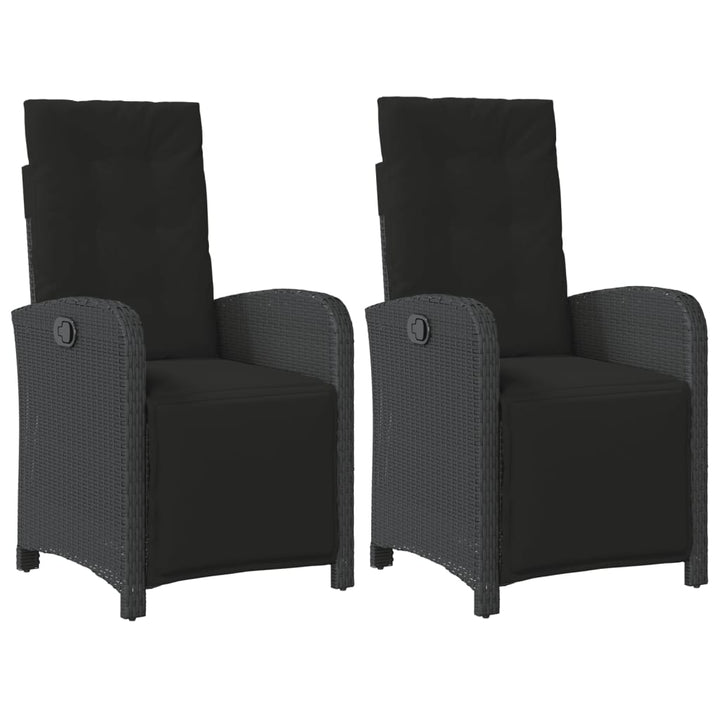 havestole 2 stk. med lænefunktion og fodstøtte polyrattan sort