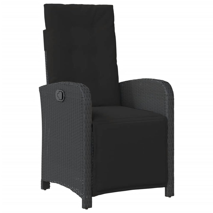 havestole 2 stk. med lænefunktion og fodstøtte polyrattan sort
