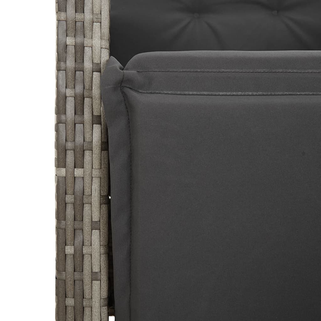 havestole 2 stk. med lænefunktion og fodstøtte polyrattan grå