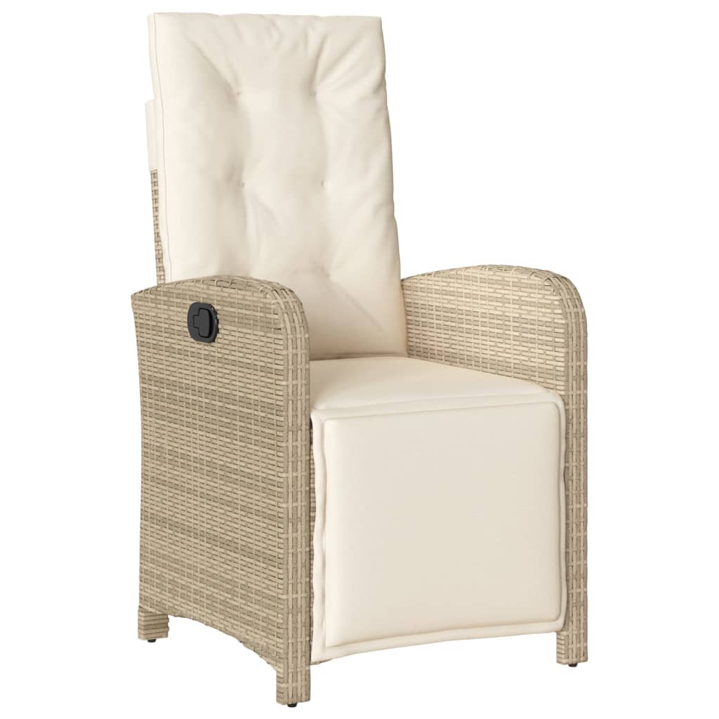 havestole 2 stk. med lænefunktion og fodstøtte polyrattan beige
