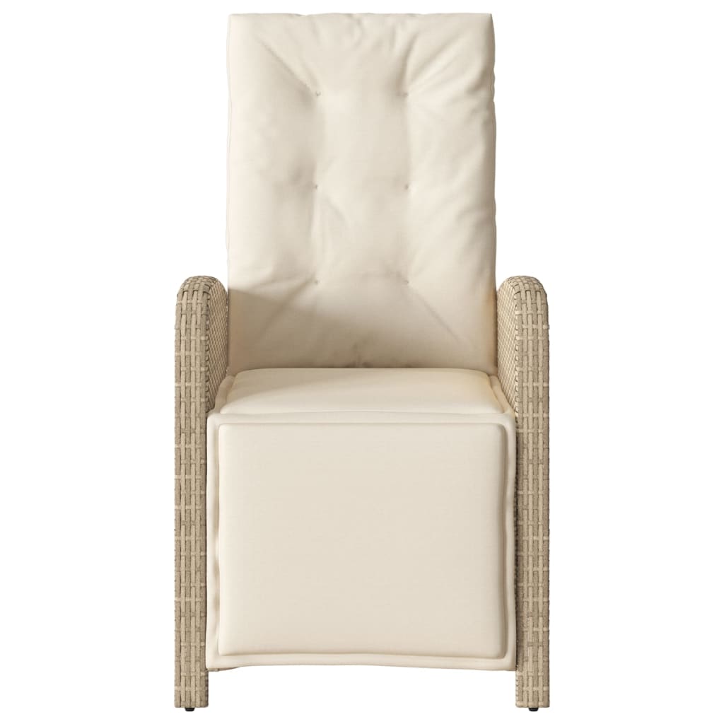 havestole 2 stk. med lænefunktion og fodstøtte polyrattan beige