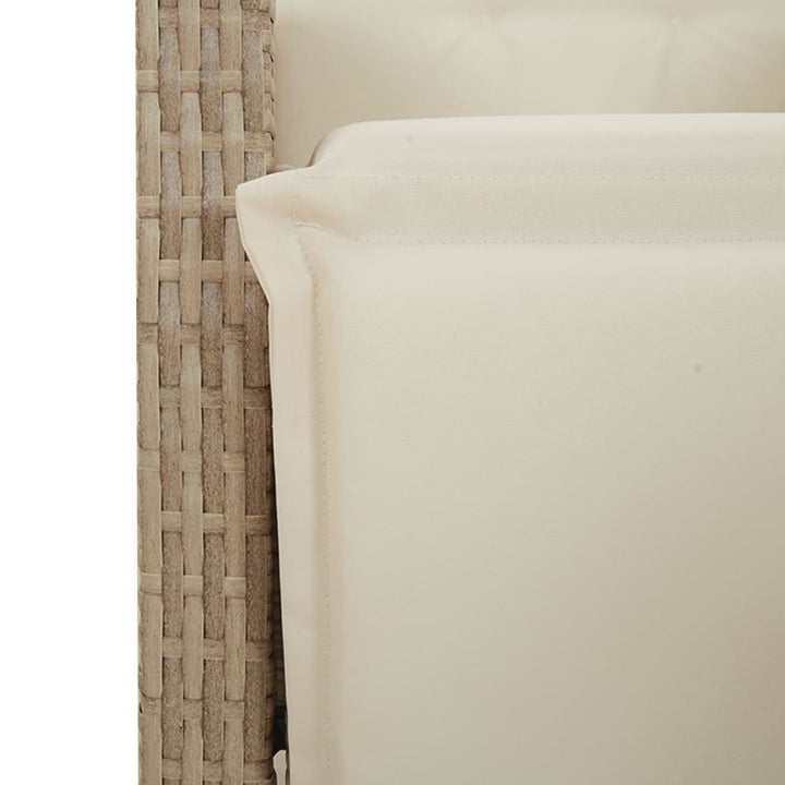 havestole 2 stk. med lænefunktion og fodstøtte polyrattan beige