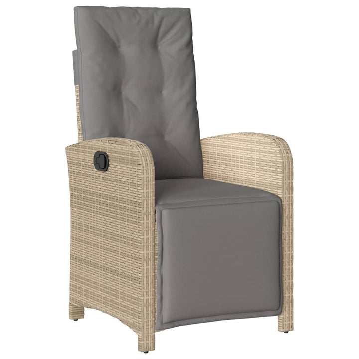 havestole 2 stk. lænefunktion og fodstøtte polyrattan beige