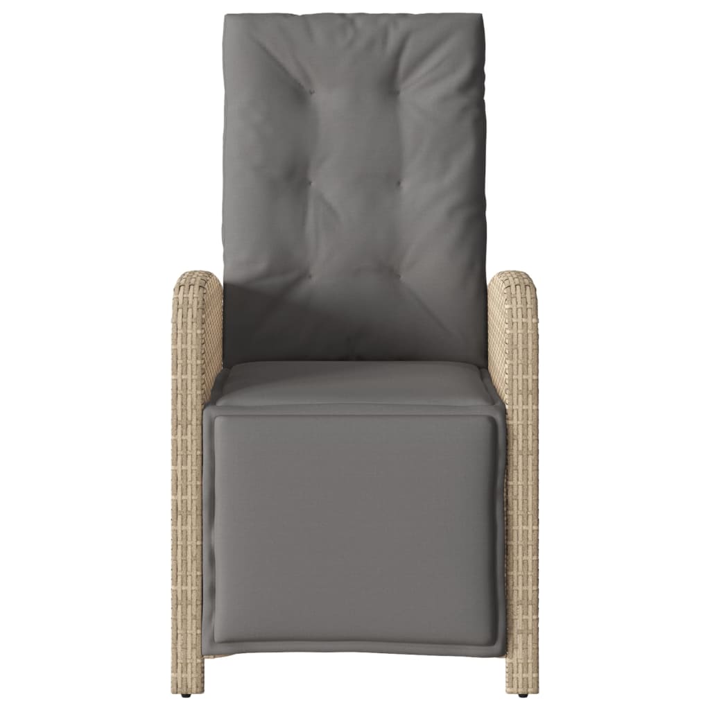 havestole 2 stk. lænefunktion og fodstøtte polyrattan beige