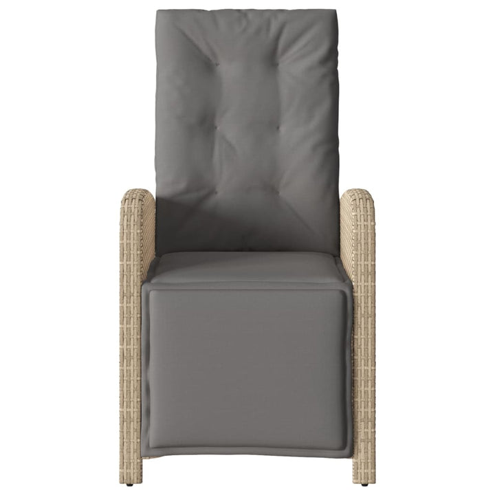 havestole 2 stk. lænefunktion og fodstøtte polyrattan beige