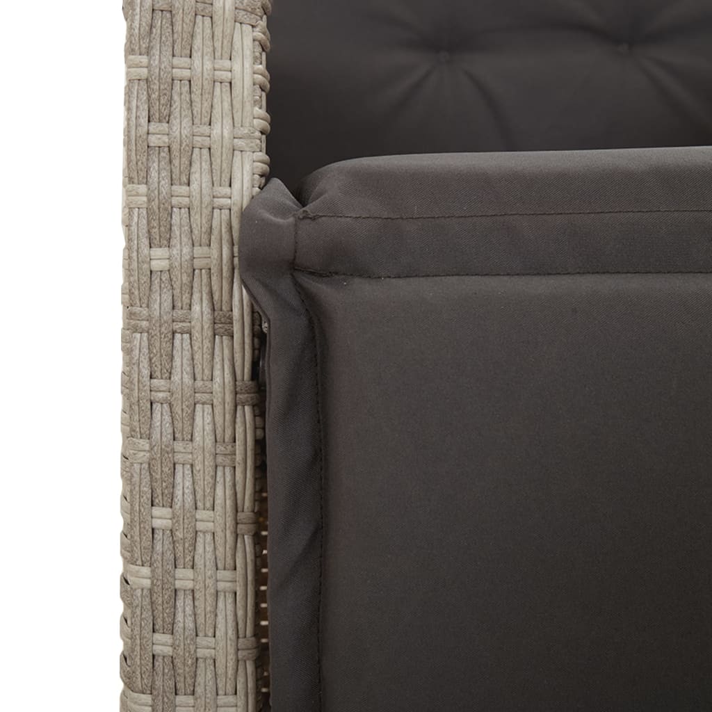 havestole 2 stk. lænefunktion og fodstøtte polyrattan lysegrå