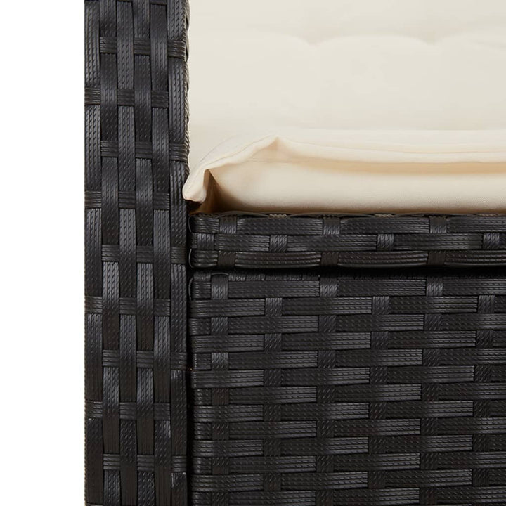 havestol med hynder justerbart ryglæn polyrattan sort