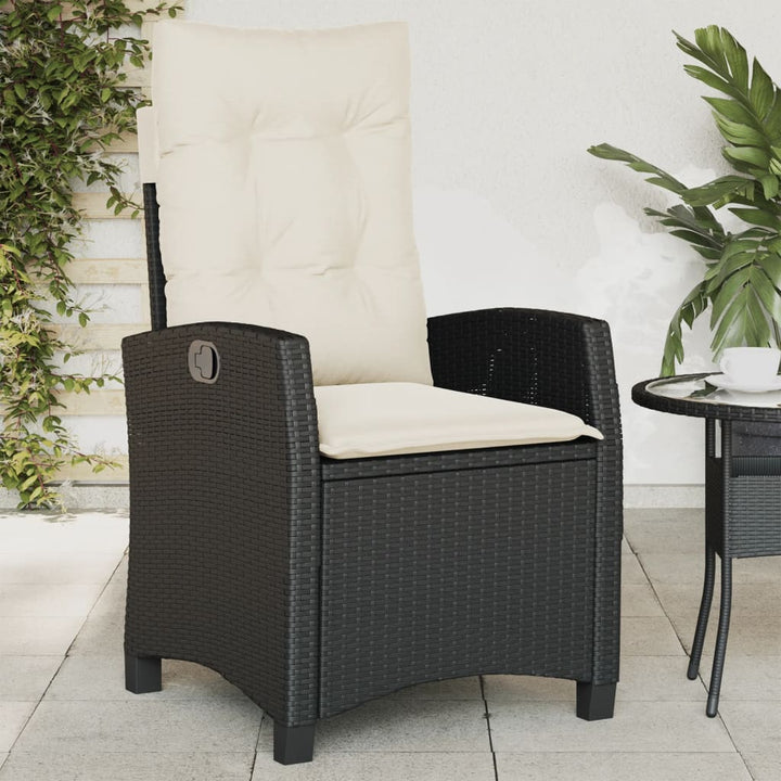 havestol med hynder justerbart ryglæn polyrattan sort