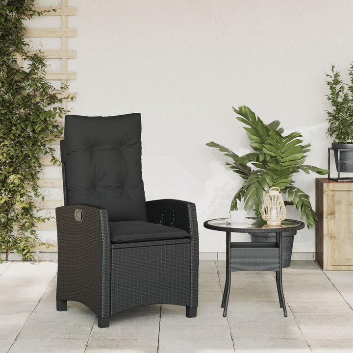 havestol med hynder justerbart ryglæn polyrattan sort
