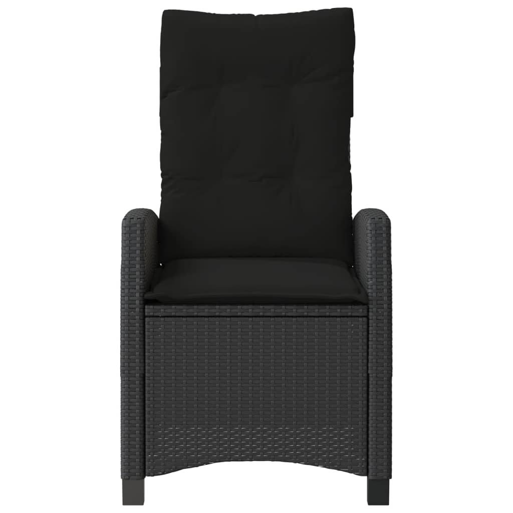 havestol med hynder justerbart ryglæn polyrattan sort