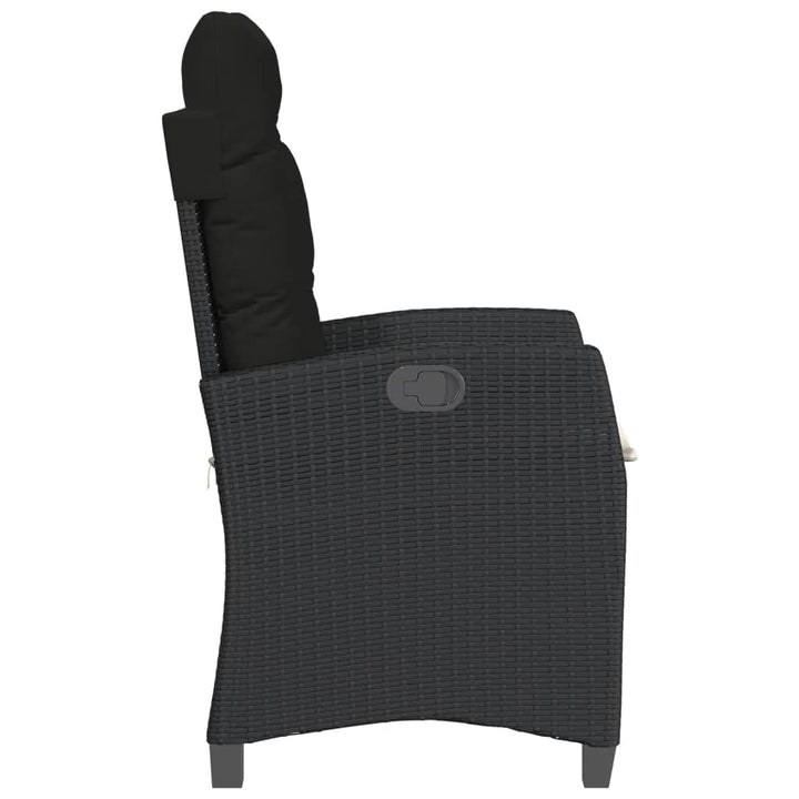 havestol med hynder justerbart ryglæn polyrattan sort