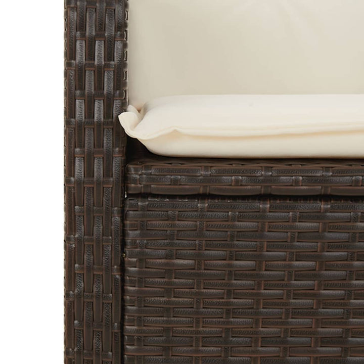 havestol med lænefunktion og hynder polyrattan brun