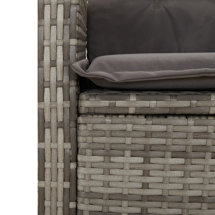 havestol med hynder justerbart ryglæn polyrattan grå
