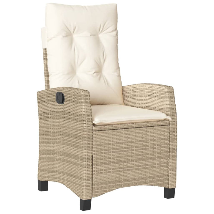 havestol med lænefunktion og hynder polyrattan beige