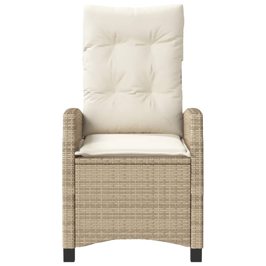 havestol med lænefunktion og hynder polyrattan beige